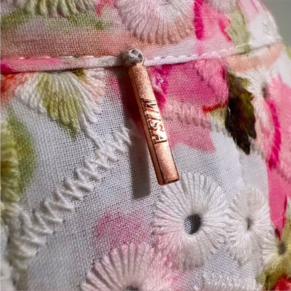 MISA Malena Los Angeles Floral Eyelet Embrodered Flutter Sleeve Midi Dress Sz S - Picture 9 of 12